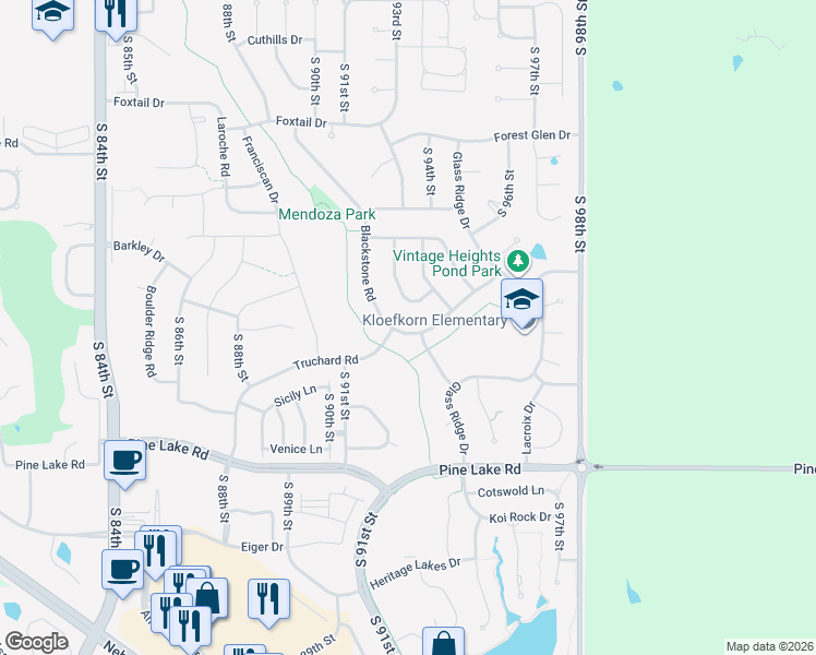 map of restaurants, bars, coffee shops, grocery stores, and more near 6549 Blackstone Road in Lincoln