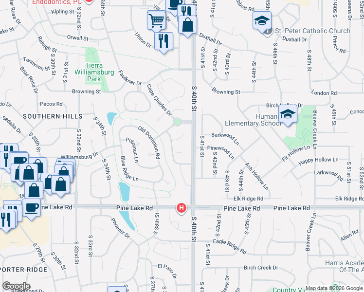 map of restaurants, bars, coffee shops, grocery stores, and more near 3811 Petersburg Court in Lincoln