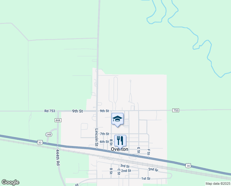 map of restaurants, bars, coffee shops, grocery stores, and more near 27 Area Trailer Park in Overton