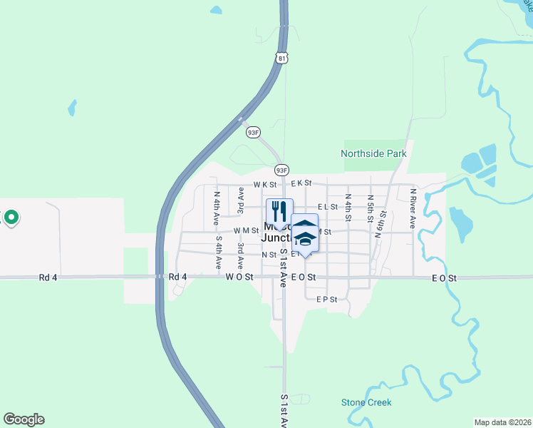 map of restaurants, bars, coffee shops, grocery stores, and more near 204 M Street in McCool Junction
