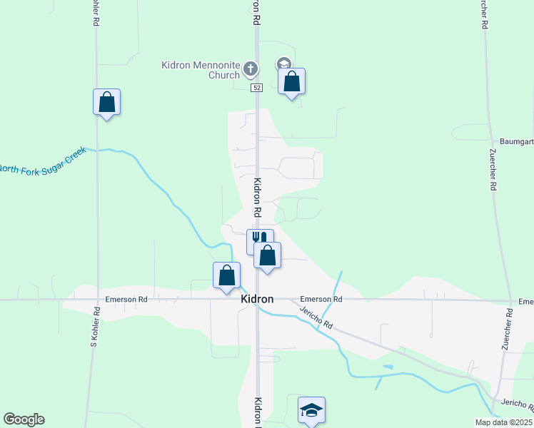map of restaurants, bars, coffee shops, grocery stores, and more near 4476 Kidron Road in Dalton