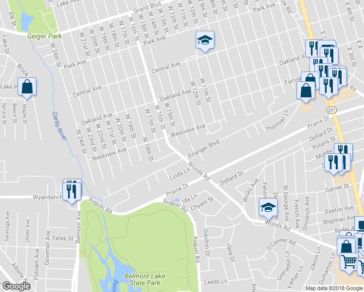 map of restaurants, bars, coffee shops, grocery stores, and more near 360 West 15th Street in Deer Park