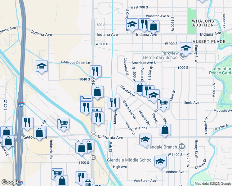 map of restaurants, bars, coffee shops, grocery stores, and more near 258 Montgomery Street in Salt Lake City