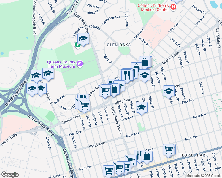 map of restaurants, bars, coffee shops, grocery stores, and more near in Queens