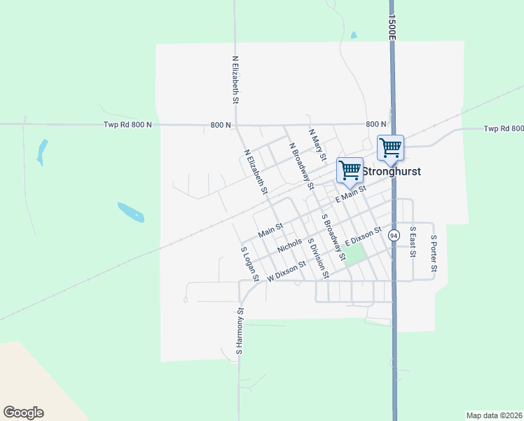 map of restaurants, bars, coffee shops, grocery stores, and more near North Cooper Street in Stronghurst