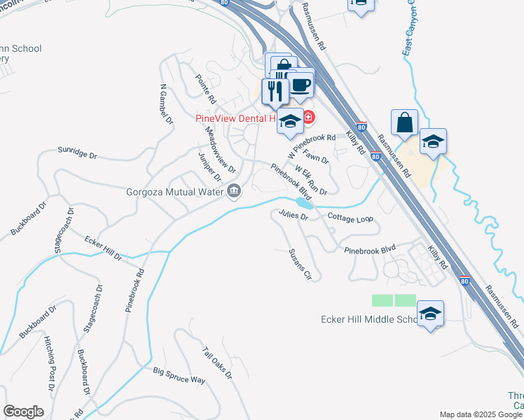 map of restaurants, bars, coffee shops, grocery stores, and more near 3246 Julies Drive in Park City