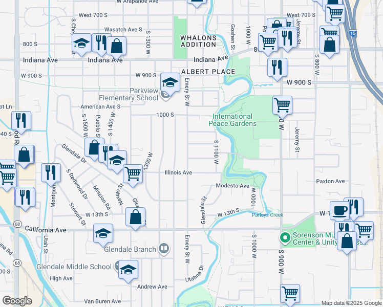 map of restaurants, bars, coffee shops, grocery stores, and more near 1638 Dalton Avenue South in Salt Lake City