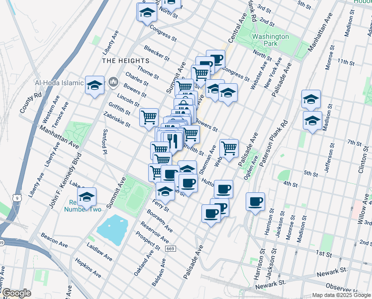 map of restaurants, bars, coffee shops, grocery stores, and more near 324 County Road 663 in Jersey City