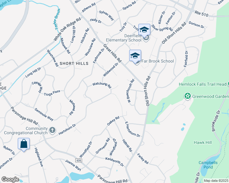 map of restaurants, bars, coffee shops, grocery stores, and more near 7 Laurel Court in Millburn