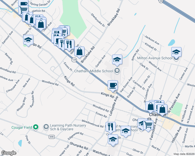 map of restaurants, bars, coffee shops, grocery stores, and more near 548 Main Street in Chatham