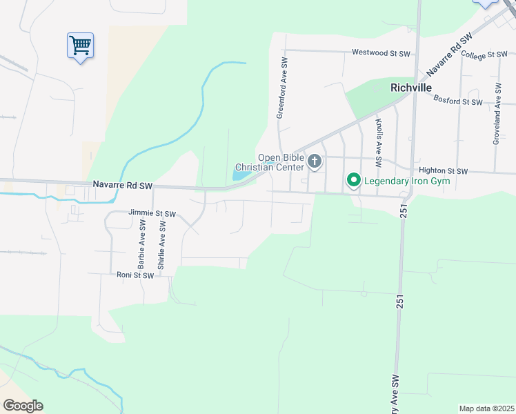 map of restaurants, bars, coffee shops, grocery stores, and more near 7089 Gauntlet Street Southwest in Massillon