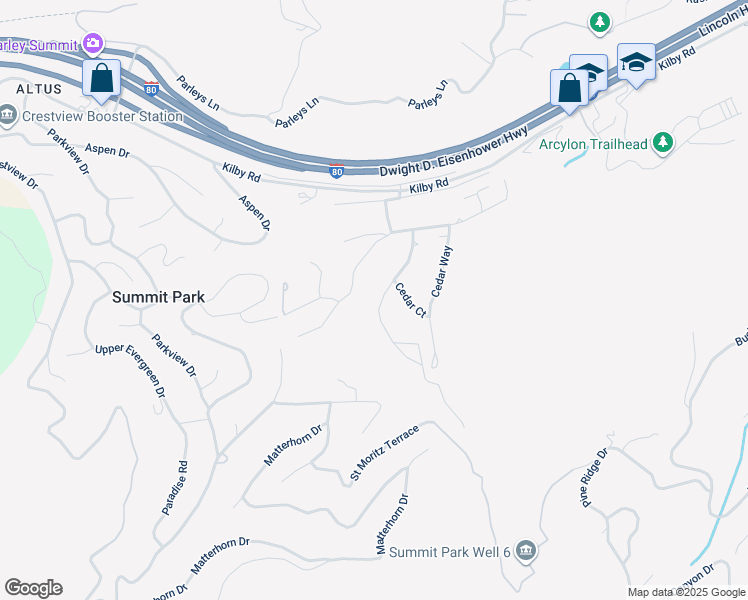 map of restaurants, bars, coffee shops, grocery stores, and more near 7833 Douglas Drive in Park City