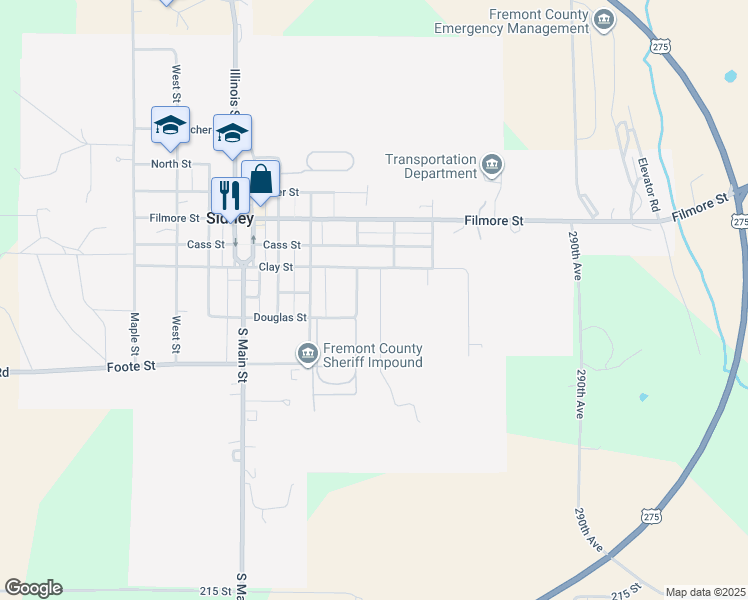 map of restaurants, bars, coffee shops, grocery stores, and more near 608 Birch Street in Sidney