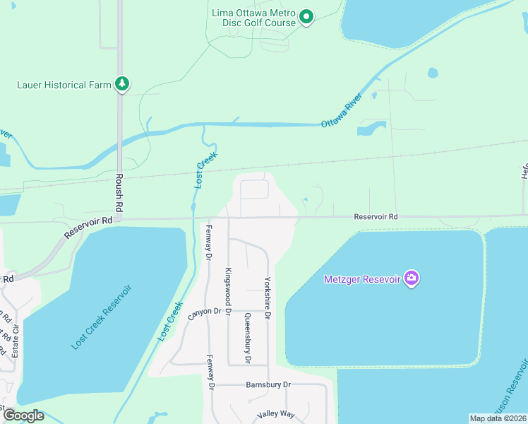 map of restaurants, bars, coffee shops, grocery stores, and more near 425 Ridge Crest Circle in Lima