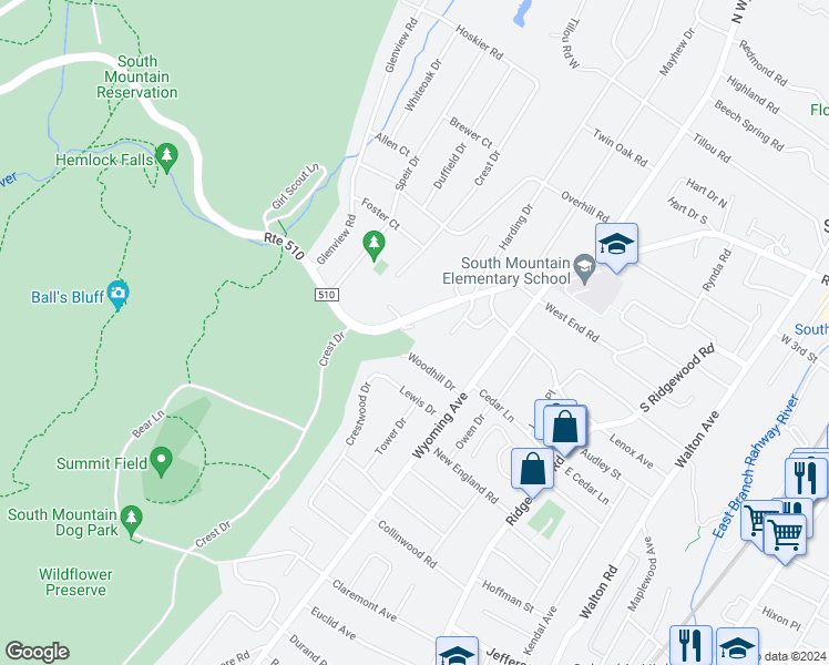 map of restaurants, bars, coffee shops, grocery stores, and more near 616 West South Orange Avenue in Maplewood