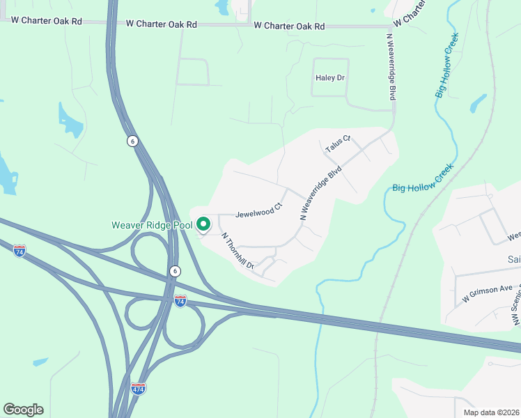 map of restaurants, bars, coffee shops, grocery stores, and more near 4405 Jewelwood Court in Peoria