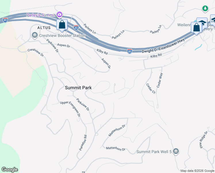 map of restaurants, bars, coffee shops, grocery stores, and more near 390 Woodland Drive in Park City