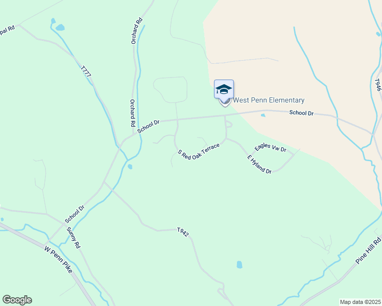 map of restaurants, bars, coffee shops, grocery stores, and more near 51 South Red Oak Terrace in New Ringgold
