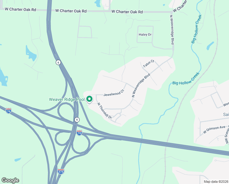 map of restaurants, bars, coffee shops, grocery stores, and more near 4405 Jewelwood Court in Peoria