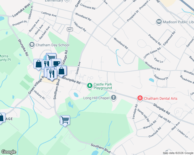 map of restaurants, bars, coffee shops, grocery stores, and more near 12 Fox Chase Road in Madison