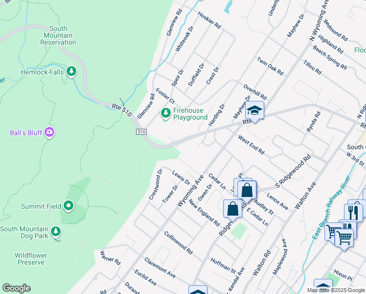 map of restaurants, bars, coffee shops, grocery stores, and more near 616 West South Orange Avenue in Maplewood