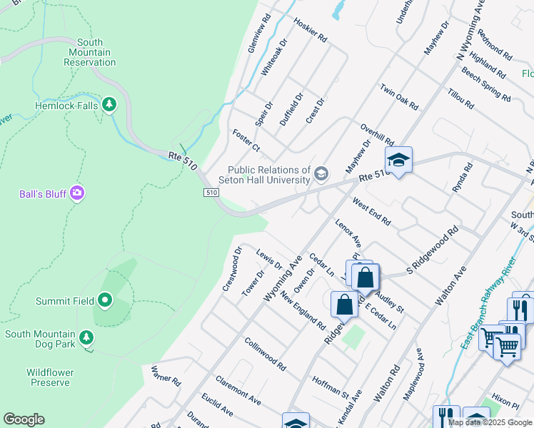 map of restaurants, bars, coffee shops, grocery stores, and more near 616 West South Orange Avenue in Maplewood