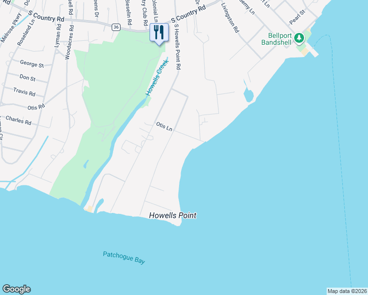map of restaurants, bars, coffee shops, grocery stores, and more near 5 Thorn Hedge Road in Bellport