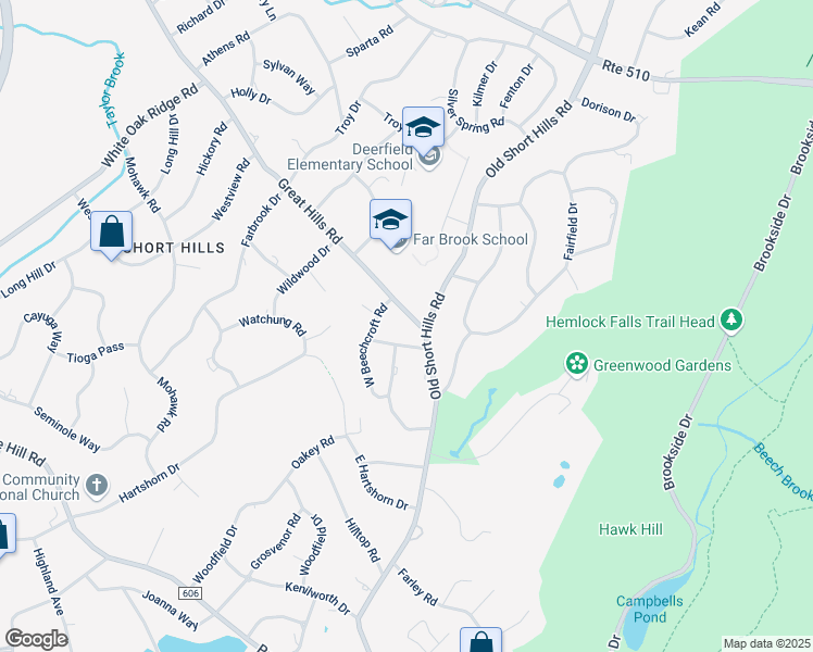 map of restaurants, bars, coffee shops, grocery stores, and more near 16 Beechcroft Road in Essex County