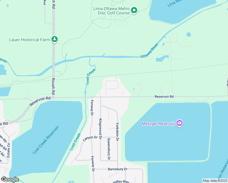 map of restaurants, bars, coffee shops, grocery stores, and more near 425 Ridge Crest Circle in Lima