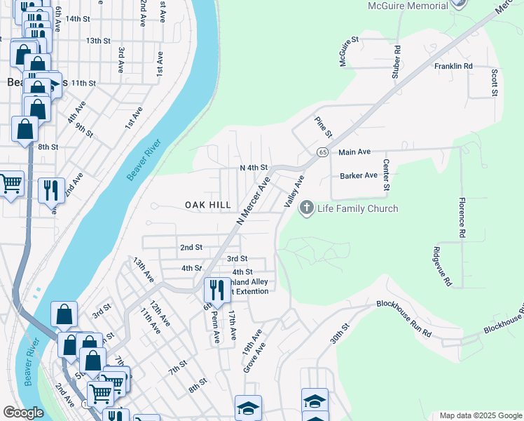 map of restaurants, bars, coffee shops, grocery stores, and more near 1701 North 2nd Street in New Brighton