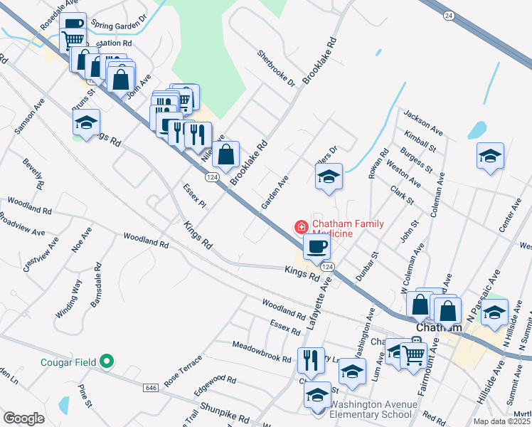 map of restaurants, bars, coffee shops, grocery stores, and more near 548 Main Street in Chatham