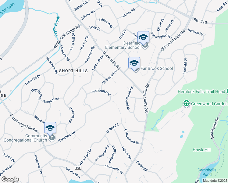 map of restaurants, bars, coffee shops, grocery stores, and more near 7 Laurel Court in Millburn