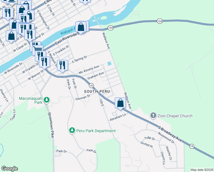map of restaurants, bars, coffee shops, grocery stores, and more near 33-99 Cory Avenue in Peru