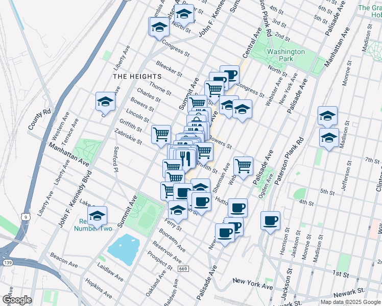 map of restaurants, bars, coffee shops, grocery stores, and more near 324 County Road 663 in Jersey City