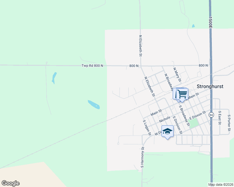 map of restaurants, bars, coffee shops, grocery stores, and more near Morris Street in Stronghurst