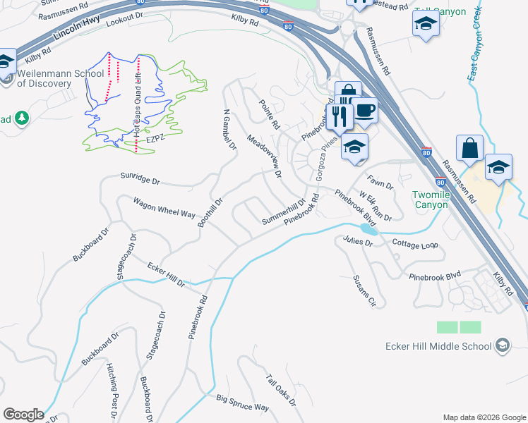 map of restaurants, bars, coffee shops, grocery stores, and more near 7902 Summerhill Drive in Park City