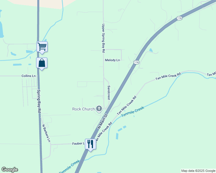 map of restaurants, bars, coffee shops, grocery stores, and more near 1092 Upper Spring Bay Road in East Peoria