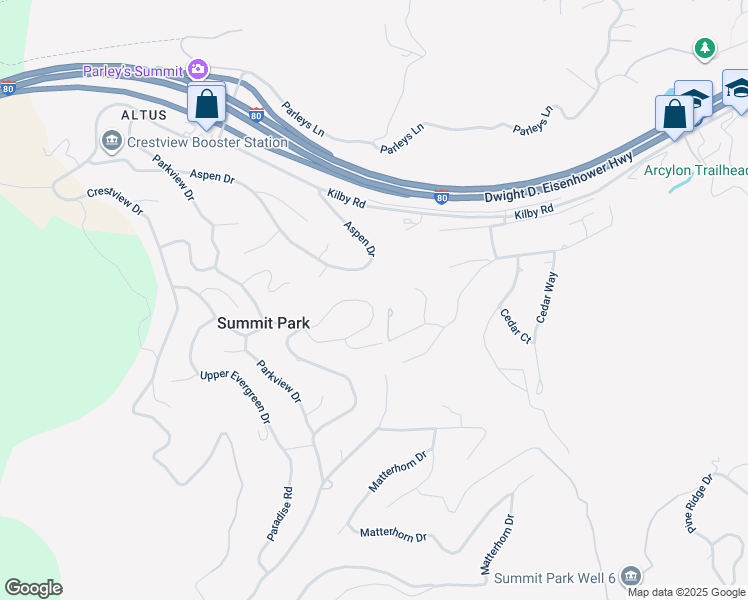 map of restaurants, bars, coffee shops, grocery stores, and more near 355 Woodland Dr in Park City