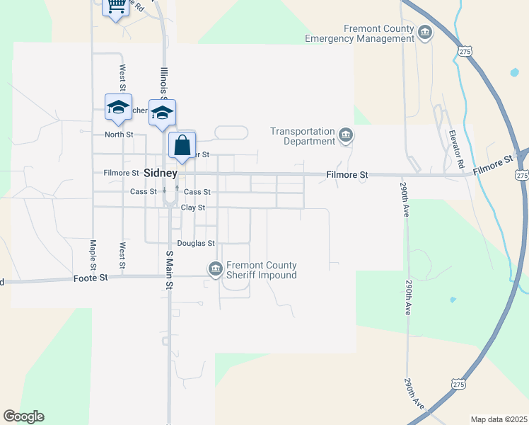map of restaurants, bars, coffee shops, grocery stores, and more near 608 Birch Street in Sidney