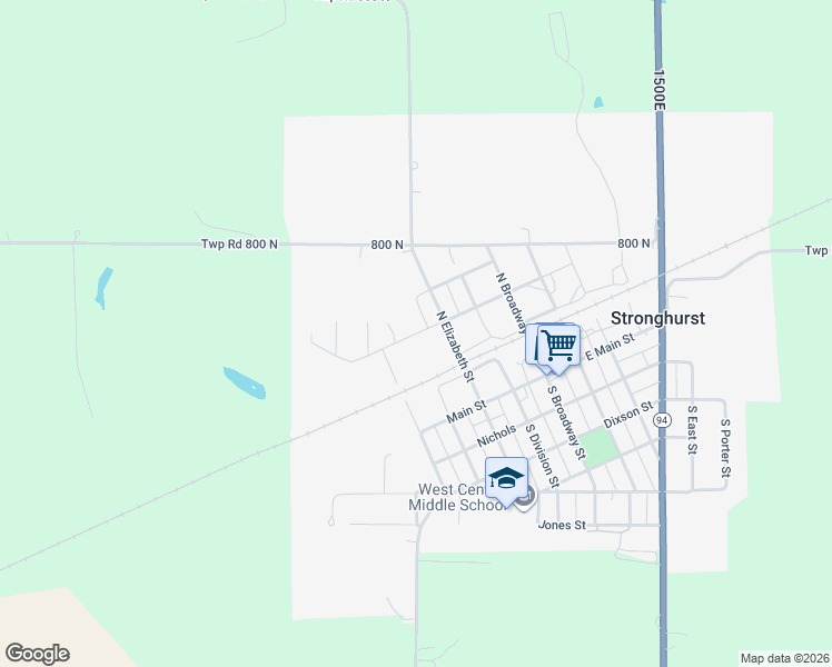 map of restaurants, bars, coffee shops, grocery stores, and more near West Maple Street in Stronghurst