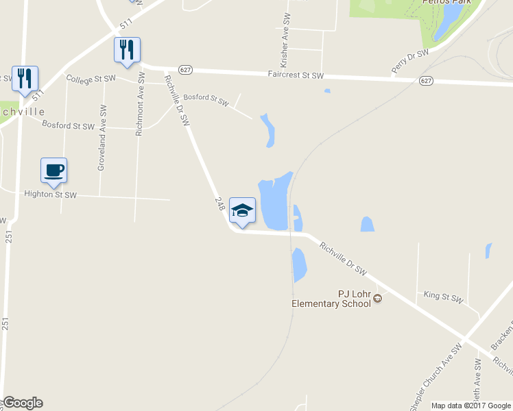 map of restaurants, bars, coffee shops, grocery stores, and more near 5785 Richville Drive Southwest in Navarre