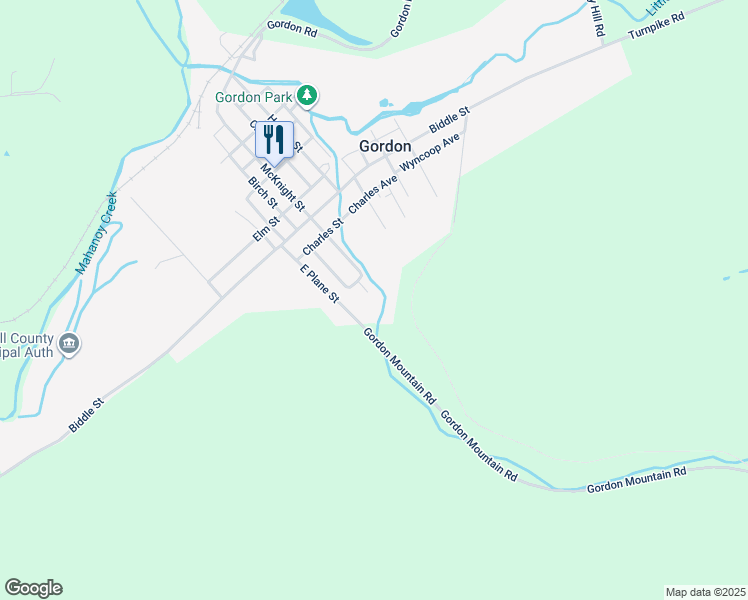 map of restaurants, bars, coffee shops, grocery stores, and more near 122 McKnight Street in Gordon