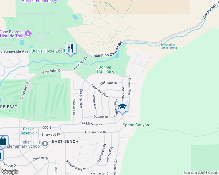 map of restaurants, bars, coffee shops, grocery stores, and more near 2879 Millicent Drive in Salt Lake City