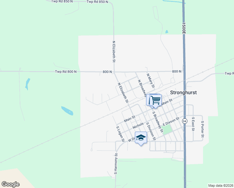 map of restaurants, bars, coffee shops, grocery stores, and more near North Cooper Street in Stronghurst