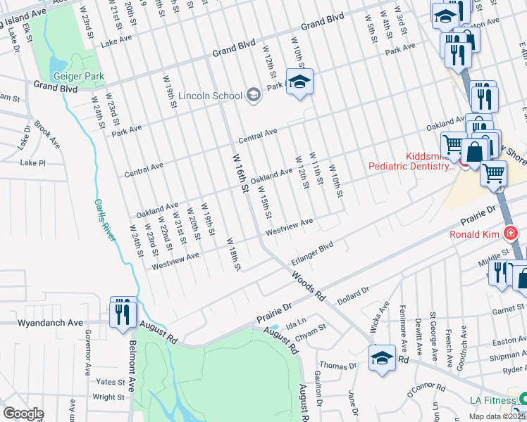 map of restaurants, bars, coffee shops, grocery stores, and more near 312 West 15th Street in Deer Park