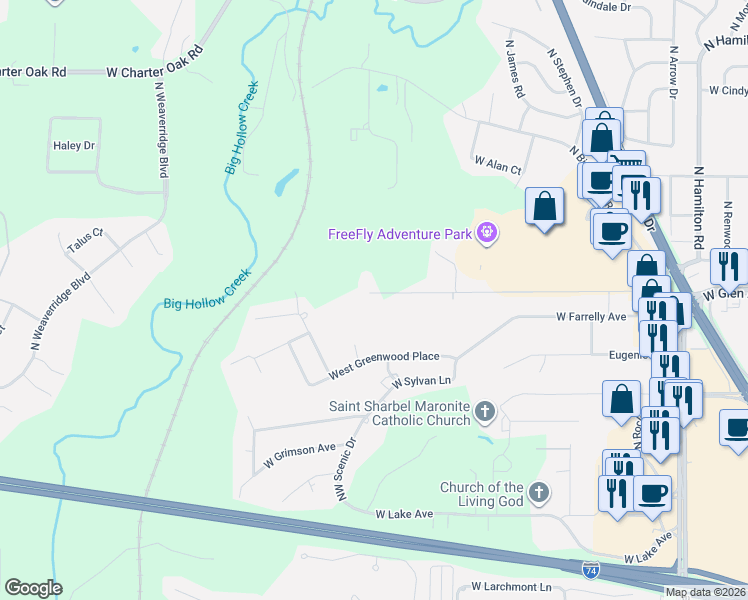 map of restaurants, bars, coffee shops, grocery stores, and more near 3305 W Glen Ave in Peoria