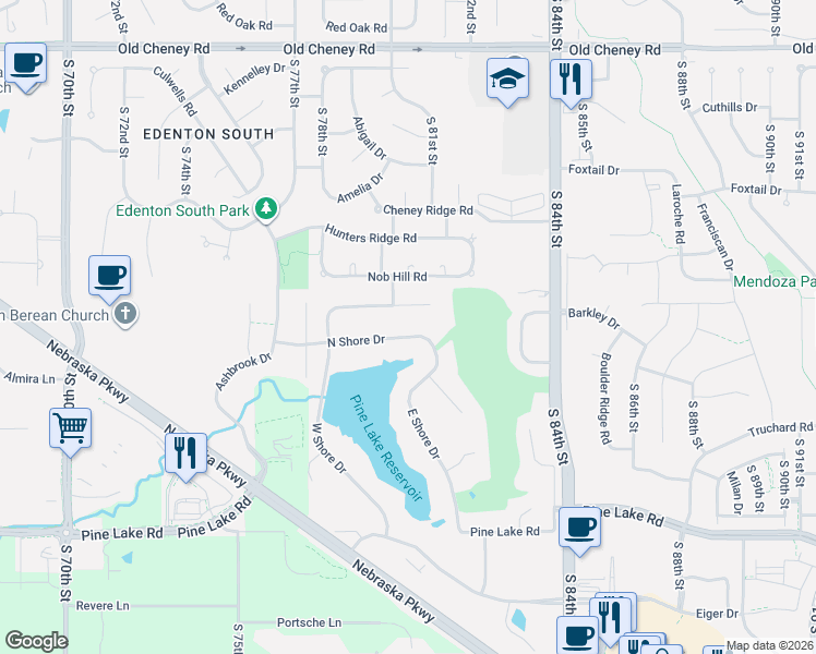 map of restaurants, bars, coffee shops, grocery stores, and more near 8011 Dougan Circle in Lincoln