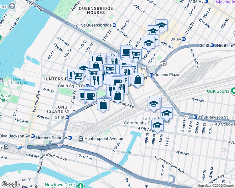 map of restaurants, bars, coffee shops, grocery stores, and more near 26-08 Jackson Avenue in Queens