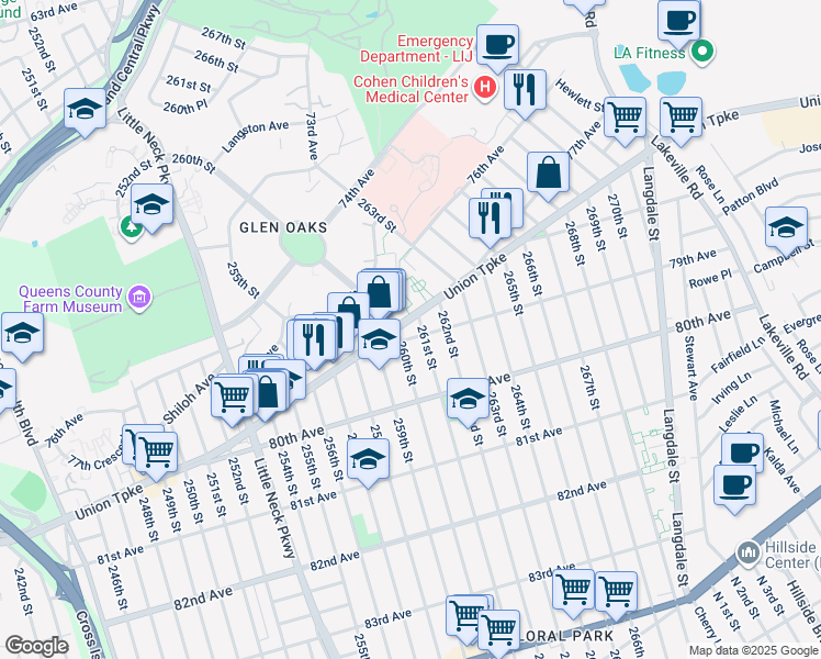 map of restaurants, bars, coffee shops, grocery stores, and more near in Queens