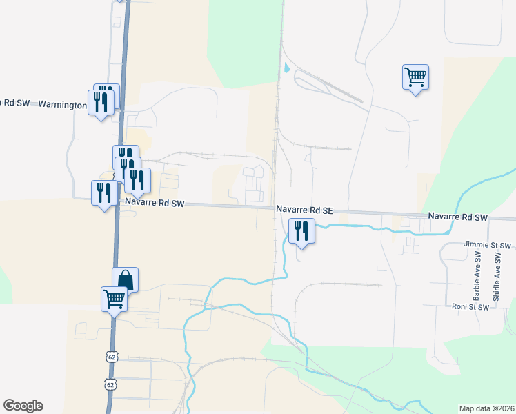 map of restaurants, bars, coffee shops, grocery stores, and more near 8252 511 in Massillon